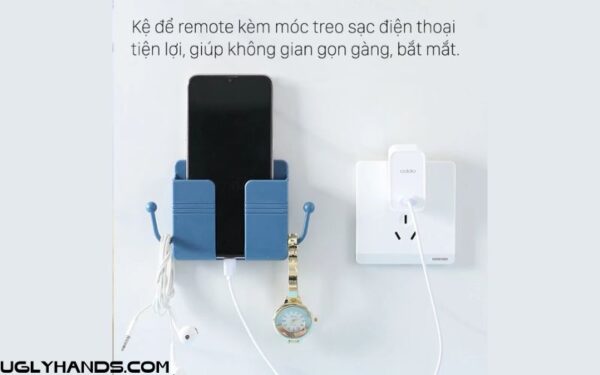 Hộp đế đựng điện thoại sạc dán tường